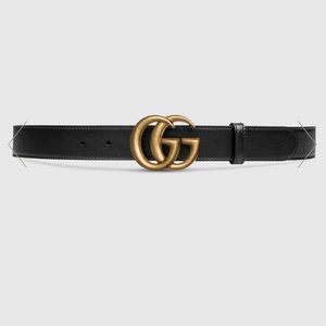 Leather belt with Double G buckle